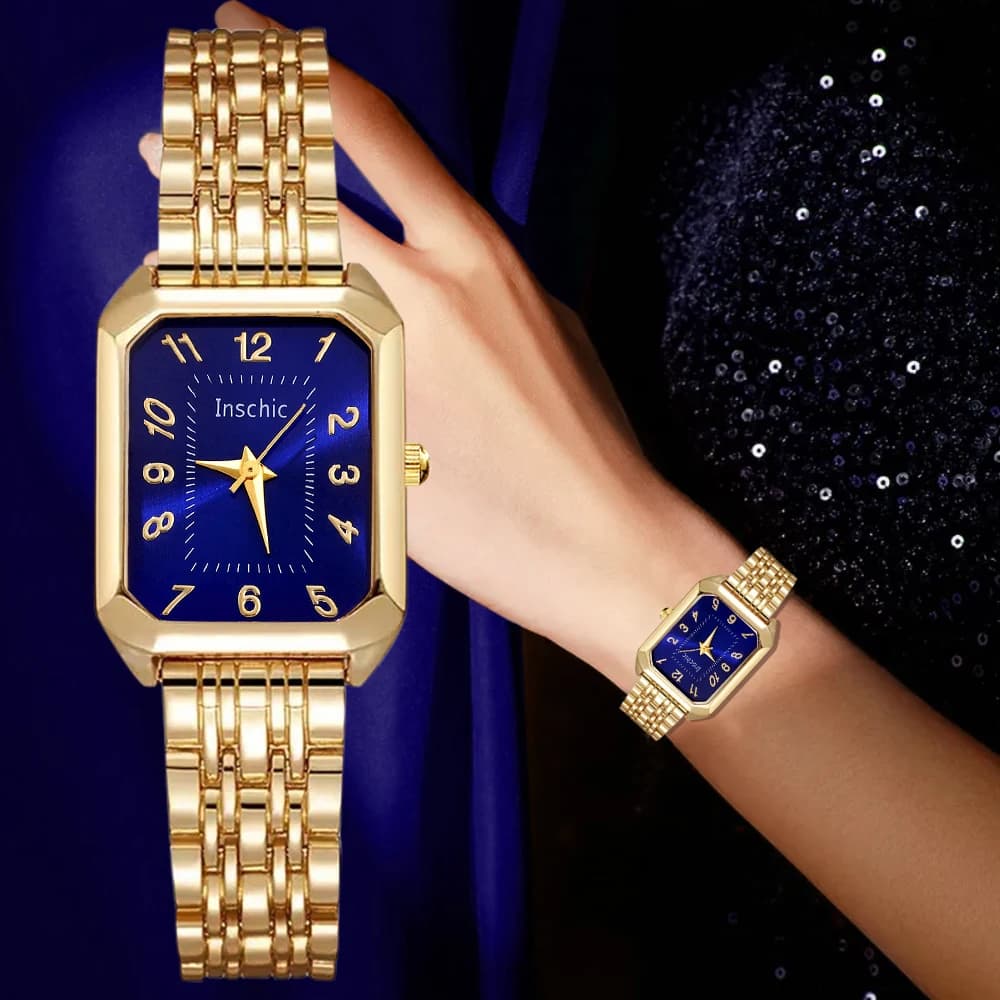 4-piece set of ladies' trend watches with different colored dials, alloy straps, high taste and high quality