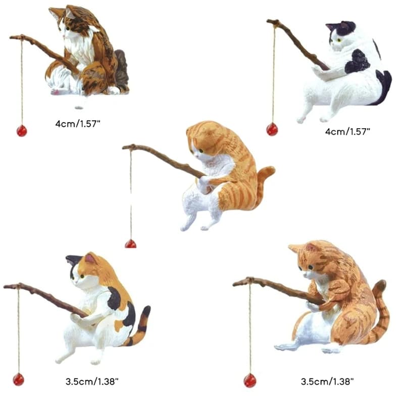 Fishing Cat Ornaments Fish  Landscaping Aquarium Decoration Mini Cat Statue Fish  Accessories Household Supplies