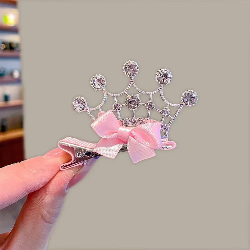 Dog and Cat Hair Clips Crown Bow Multicolor