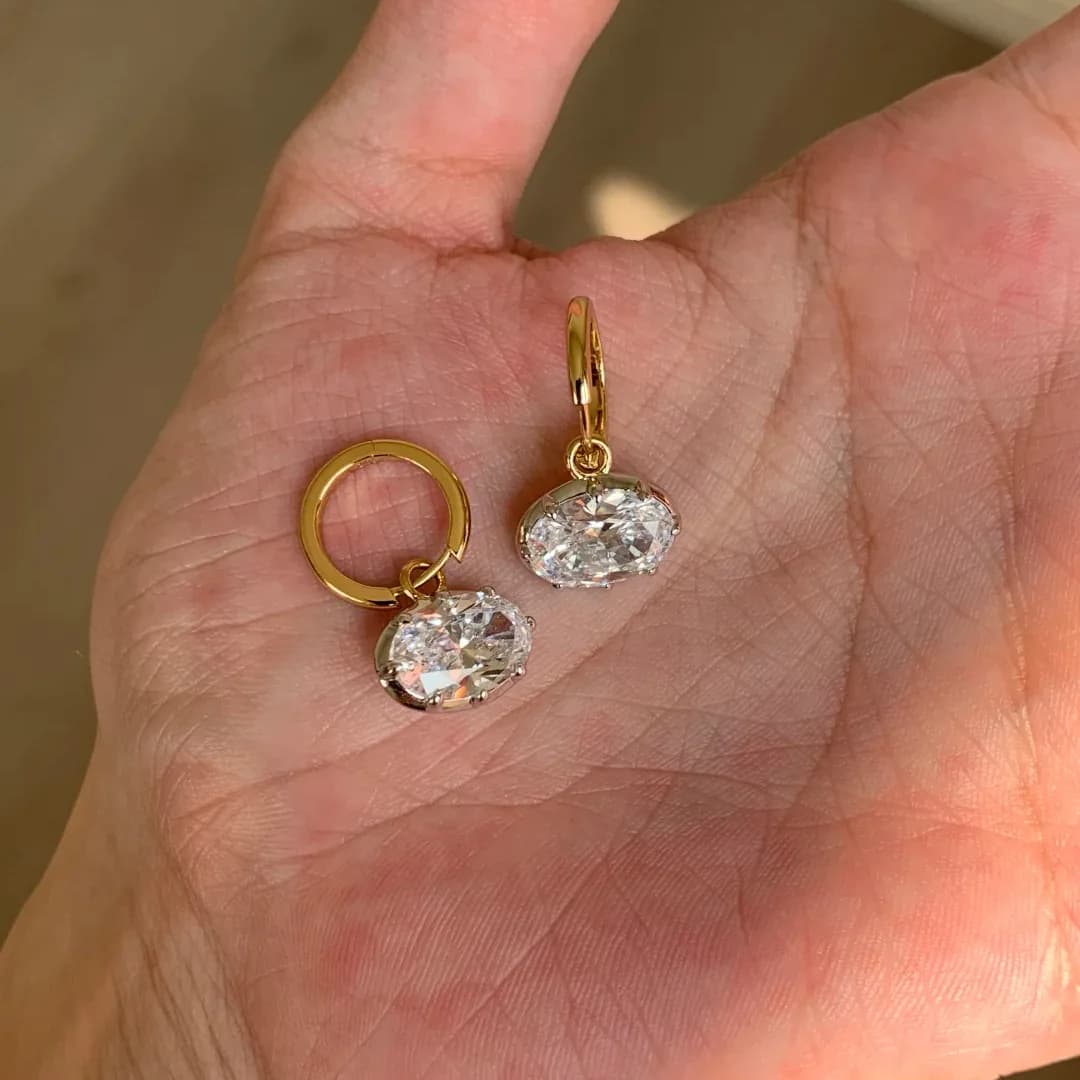 Oval Diamond Drape Pendant Earrings