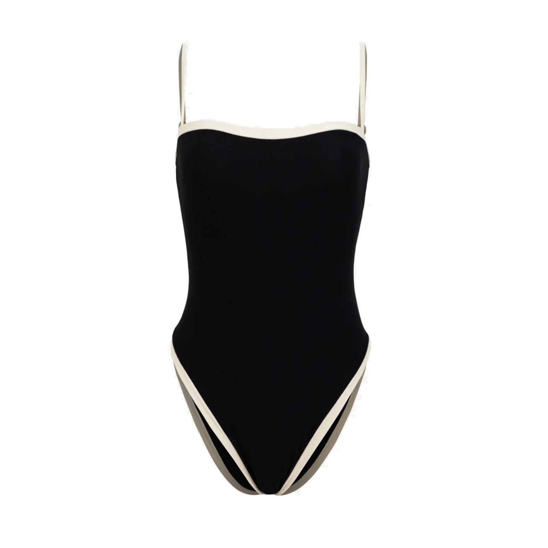 Black White Patchwork Long Sleeve One-Piece Swimsuit
