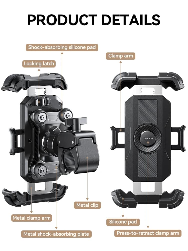 Joyroom Motorcycle Phone Mount Anti Vibration Phone Holder for Motorcycle Handlebar Bike Phone Mount for iPhone for 4.7-7”Phone