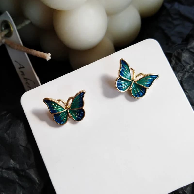 Enamel Butterfly Stud Earrings