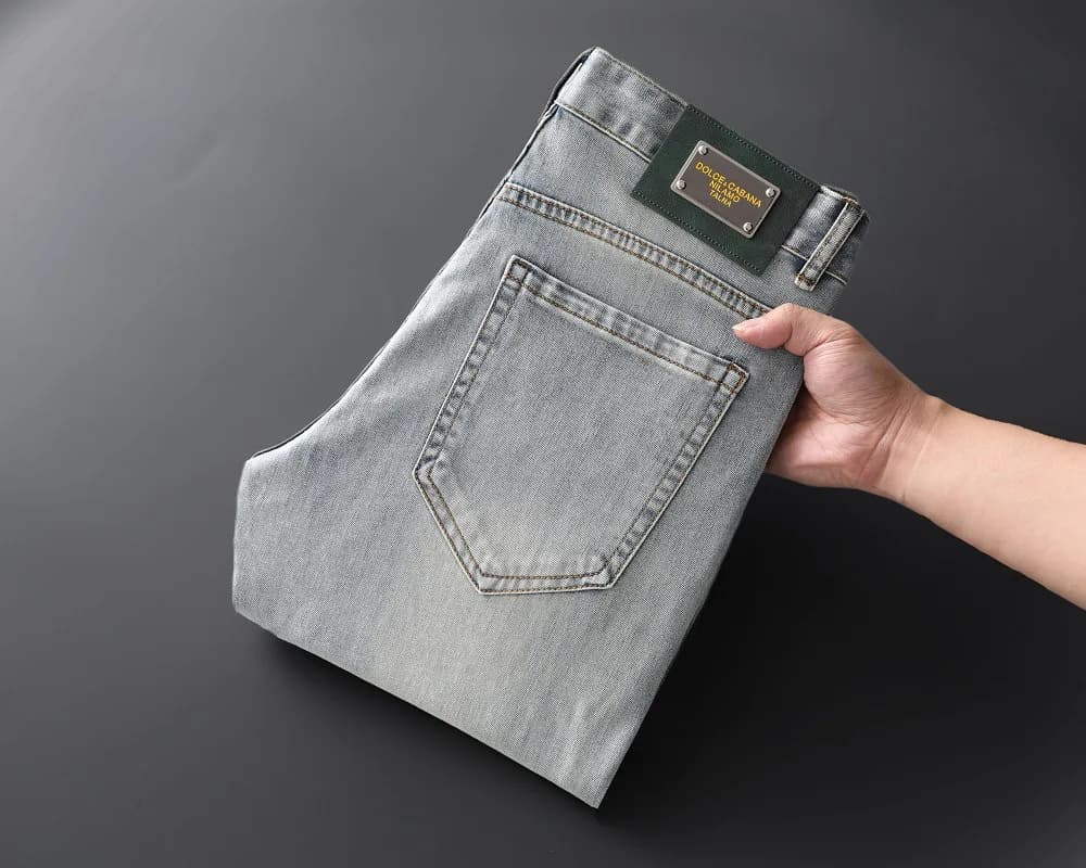 Men's Smoky Gray Slim Fit Printed Jeans
