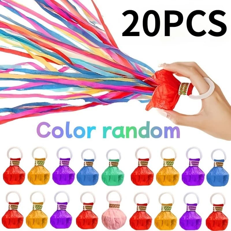 Hand Throw Ribbon Confetti Poppers Party Pack