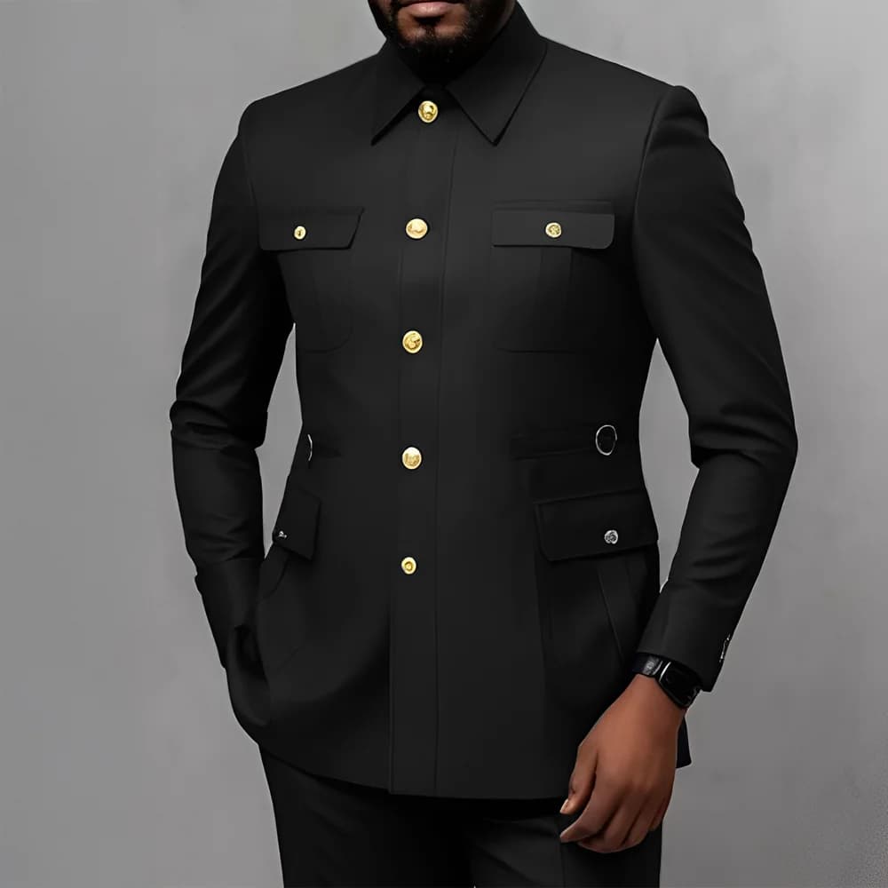 Men's 2-Piece Formal Suit with Golden Buttons