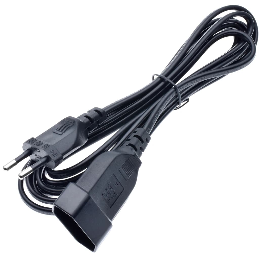 European 2Prong Male to Female Power Extension Cord, VDE Certificated Copper Cable 0.5m/1m/2m/3m/4m/5m