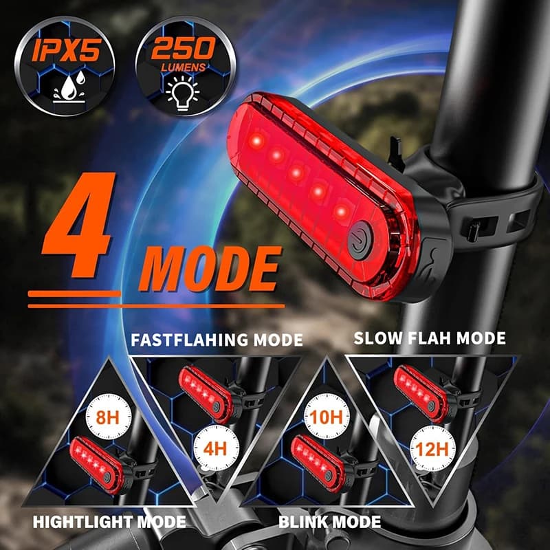 Bike Lights Set,Powerful LED USB Rechargeable Road And Mountain Cycling Light,Night Riding,Waterproof
