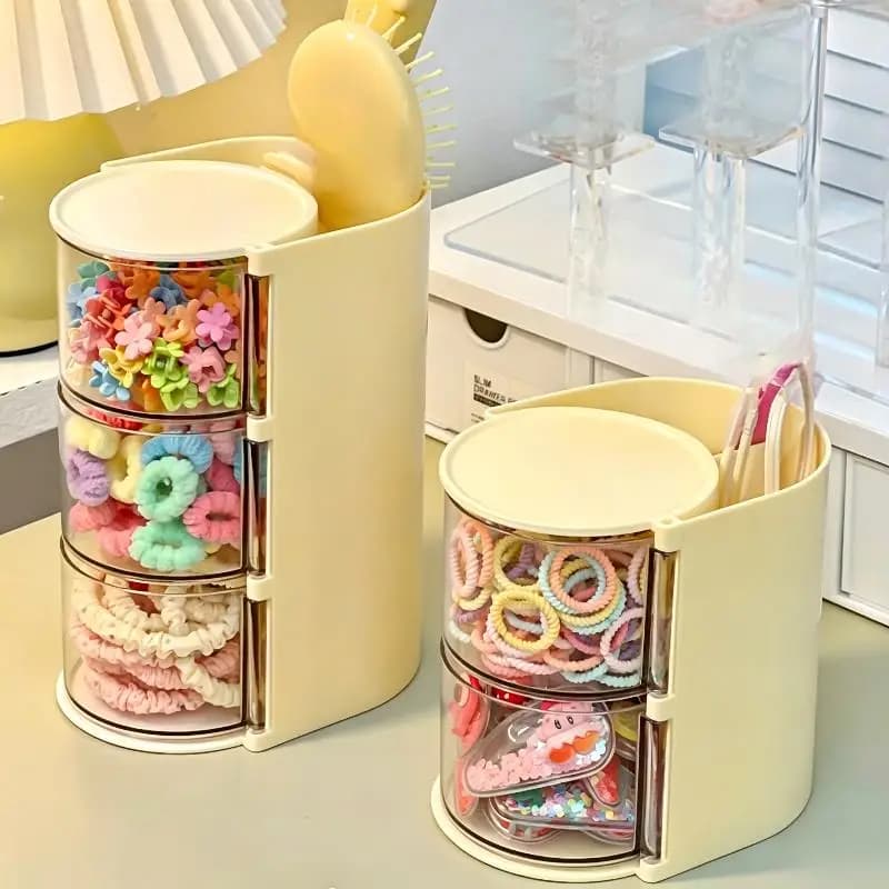 Hair Accessories Organizer With Hair Brush Holder, Rotatable Makeup Brush Holder For Necklaces, Earring, Bracelet, Ring, Makeup