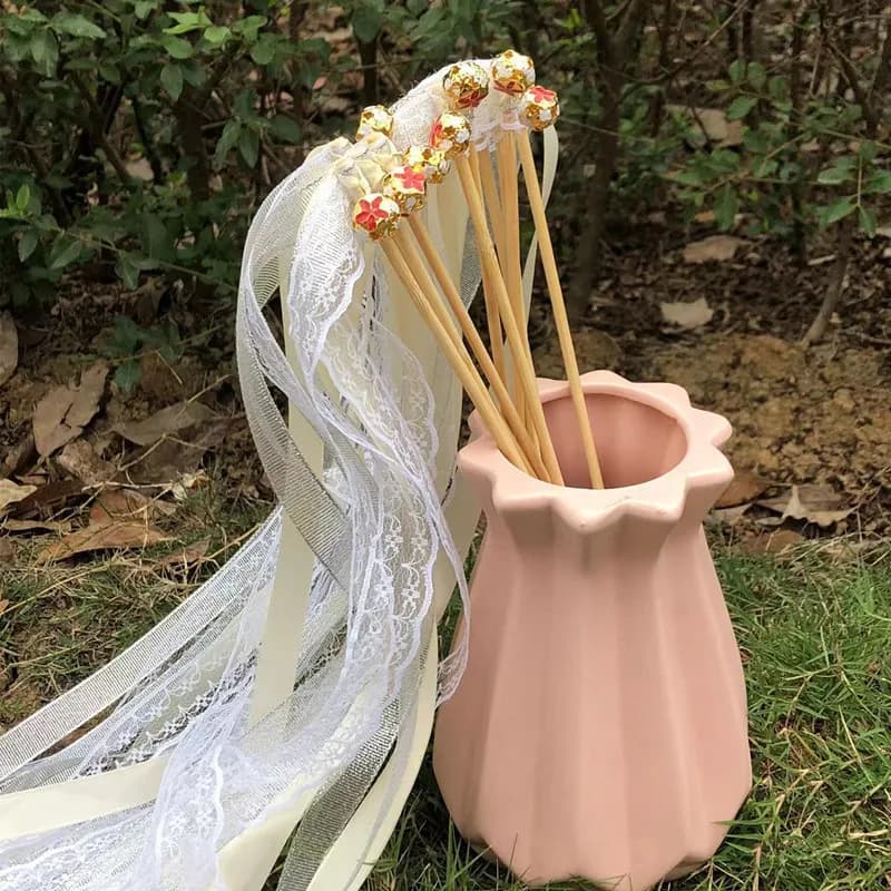 White Ribbon Magic Wands with Bells
