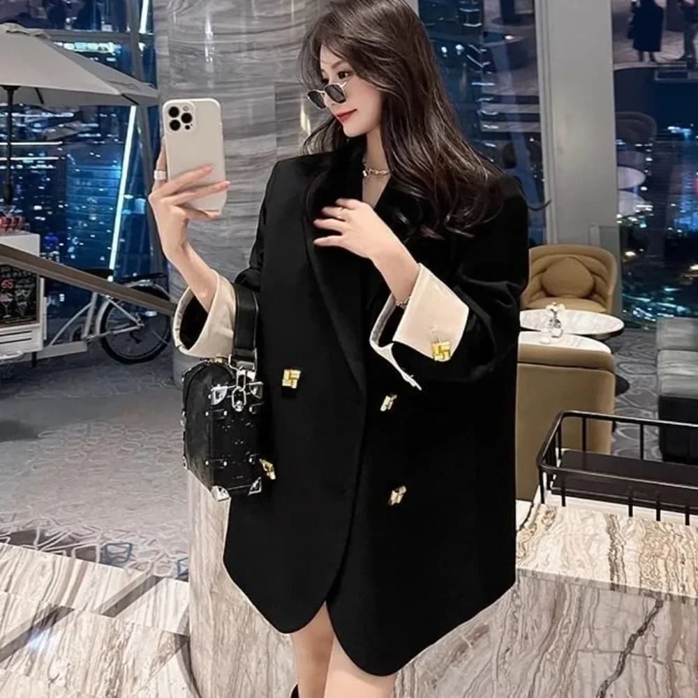 Long Solid Blazer Jacket for Women