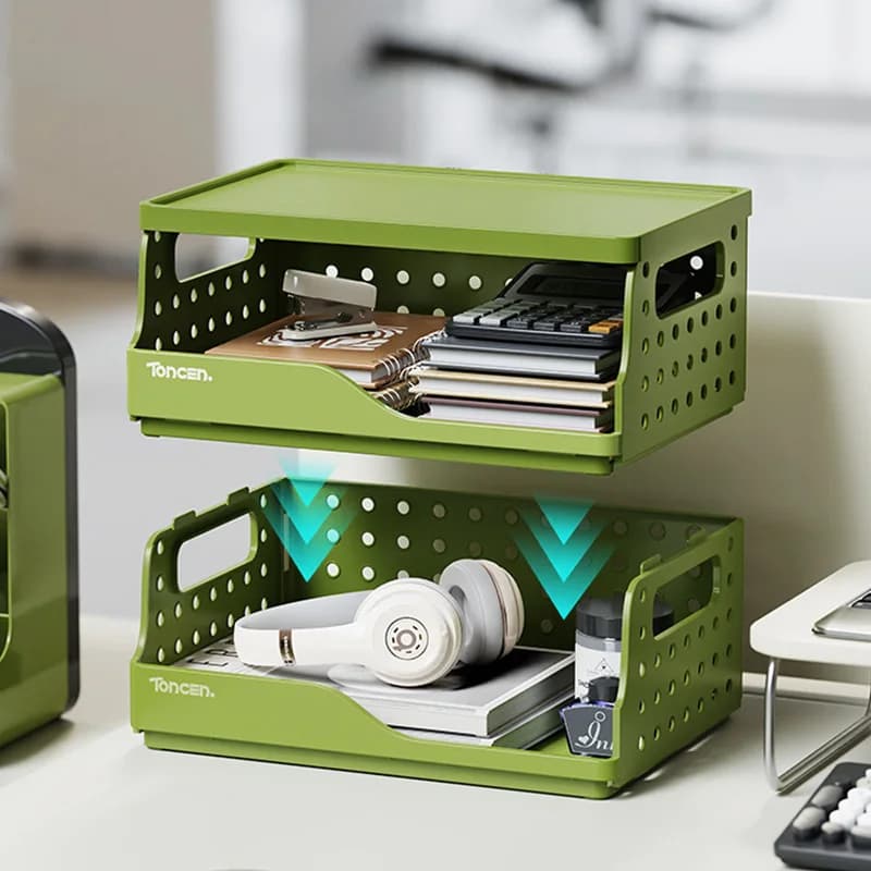 3-Tier Stackable Desk Organizer with Compartments