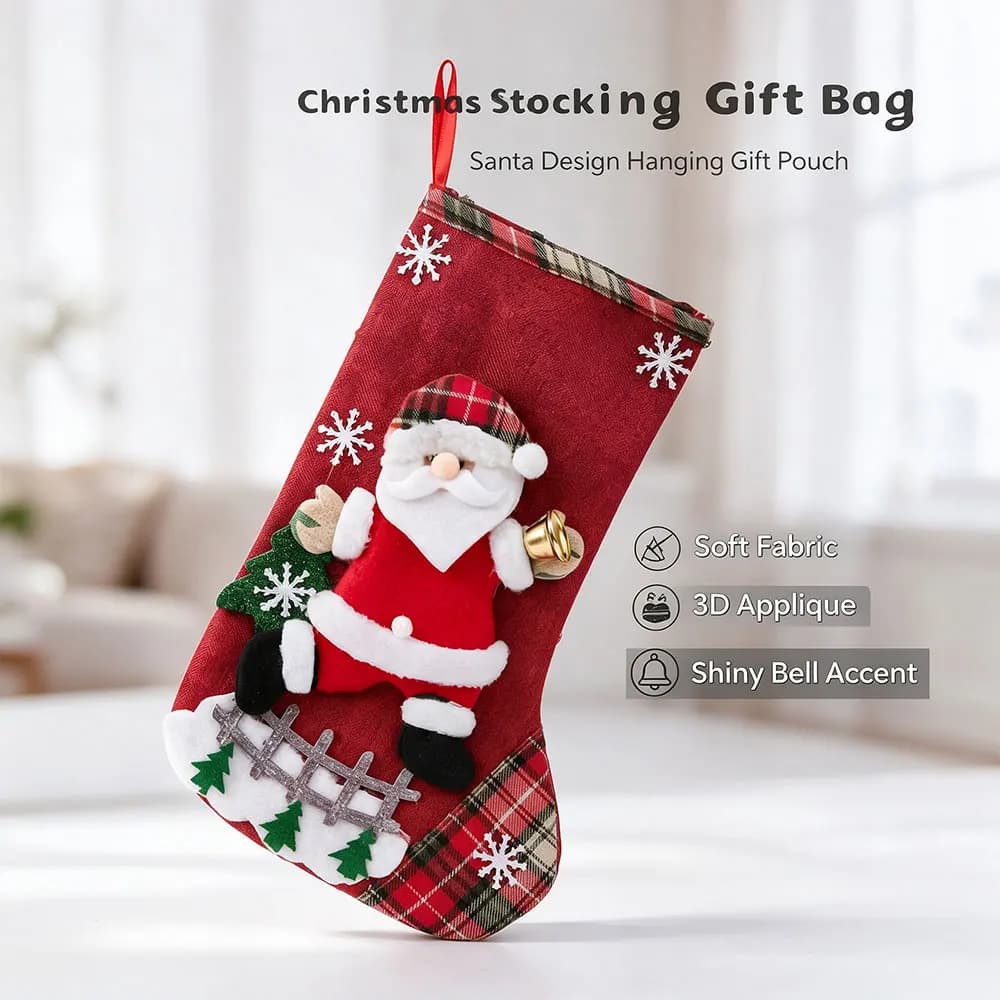Personalized Christmas Stocking with Holiday Decorations