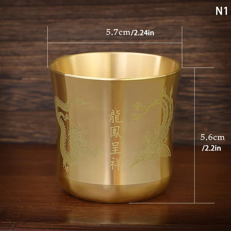 Brass Tea Cup with Engraved Pattern