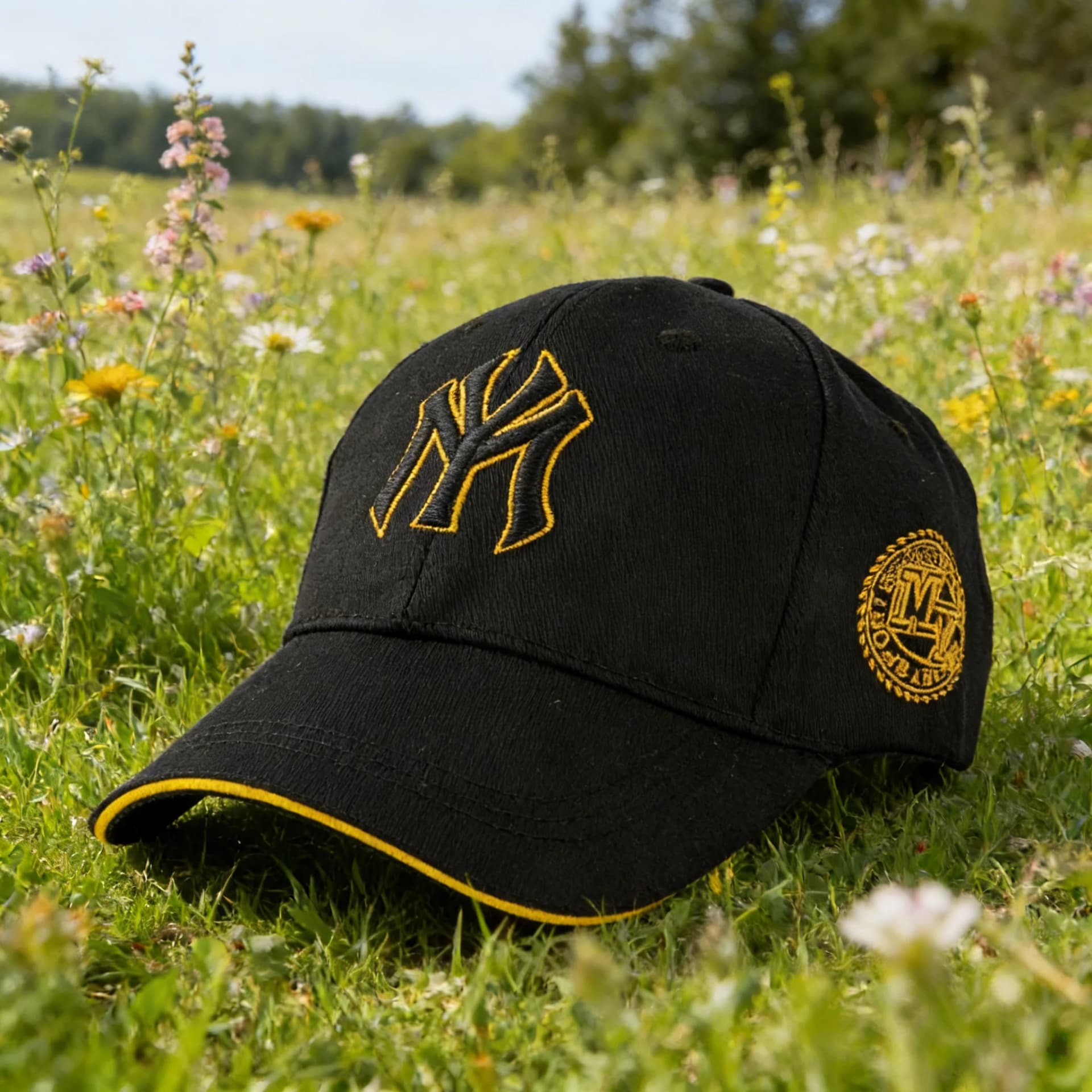 Classic Baseball Cap with Retro Badges