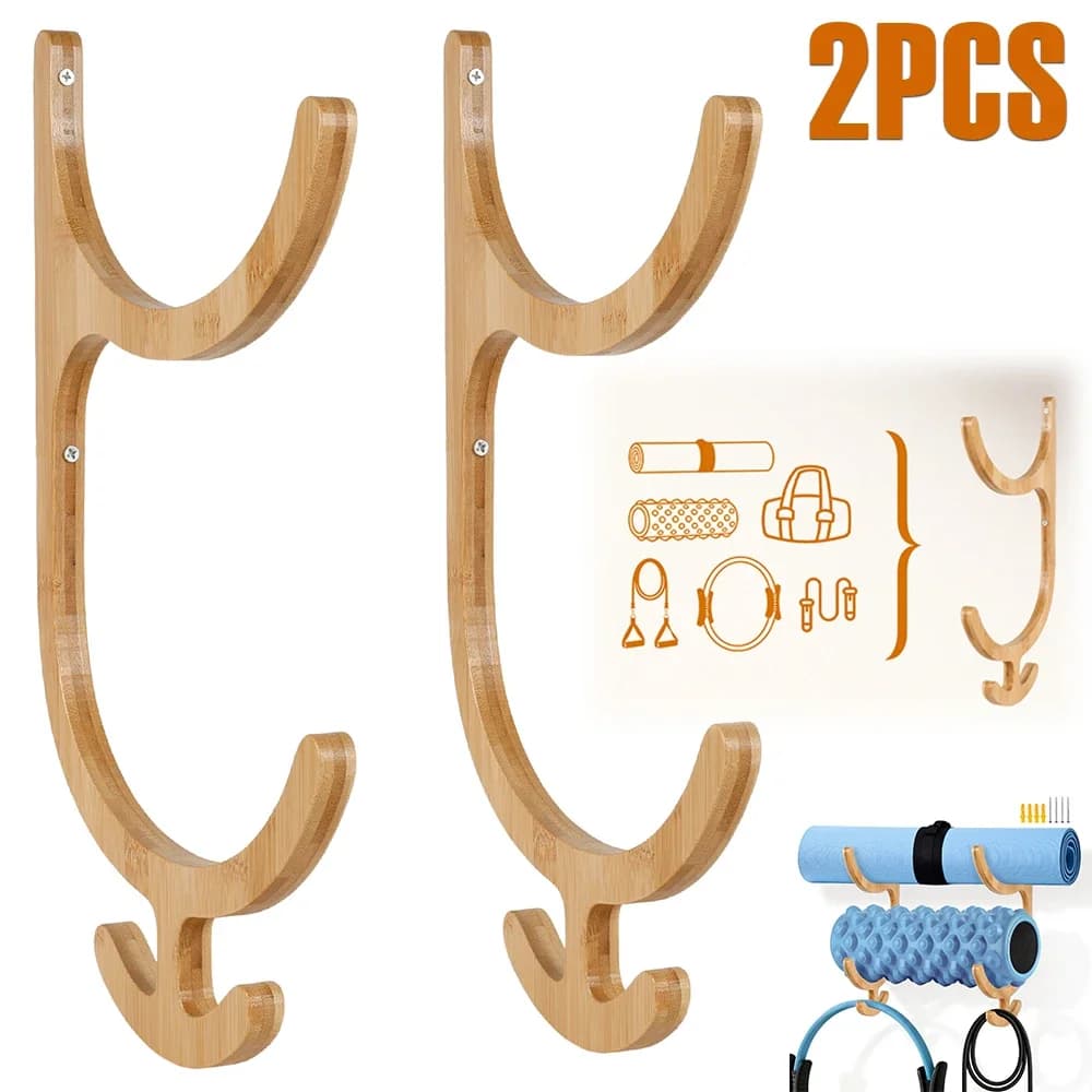 Wood Yoga Mat Wall Mount Rack