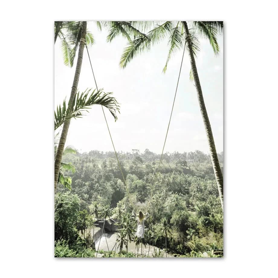 Frameless Green Leaf Landscape Canvas Painting