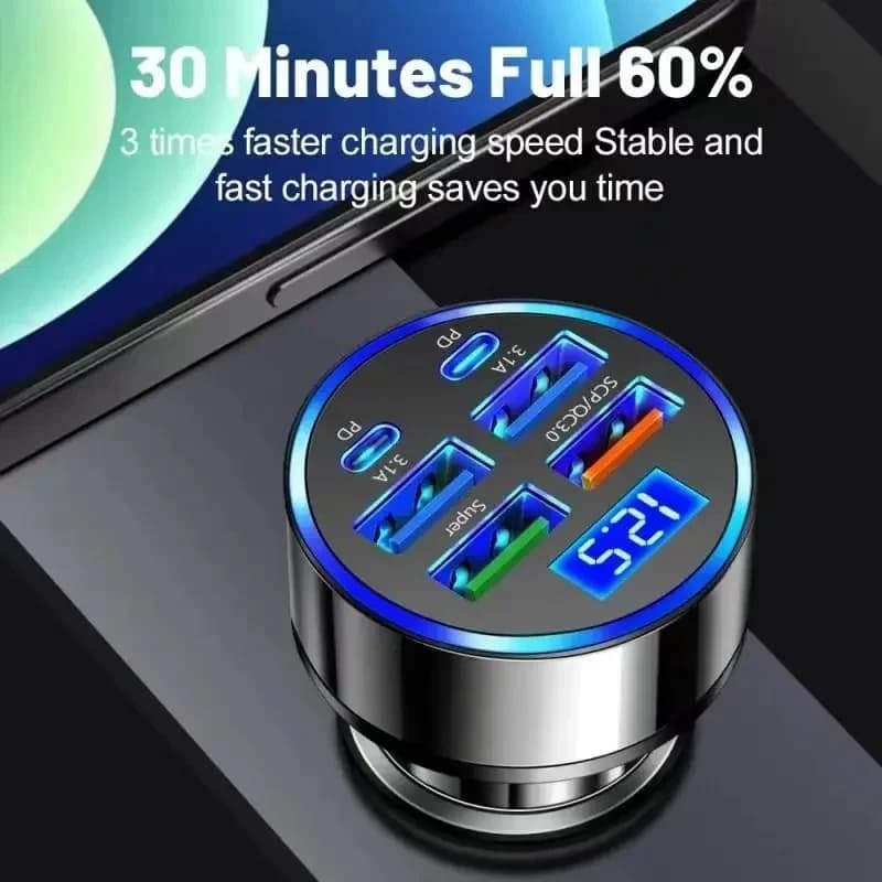 350W Car Charger USB  PD QC3.0 USB C Car Phone Charger Type C Adapter for iPhone Samsung Huawei Xiaomi Quick Charge