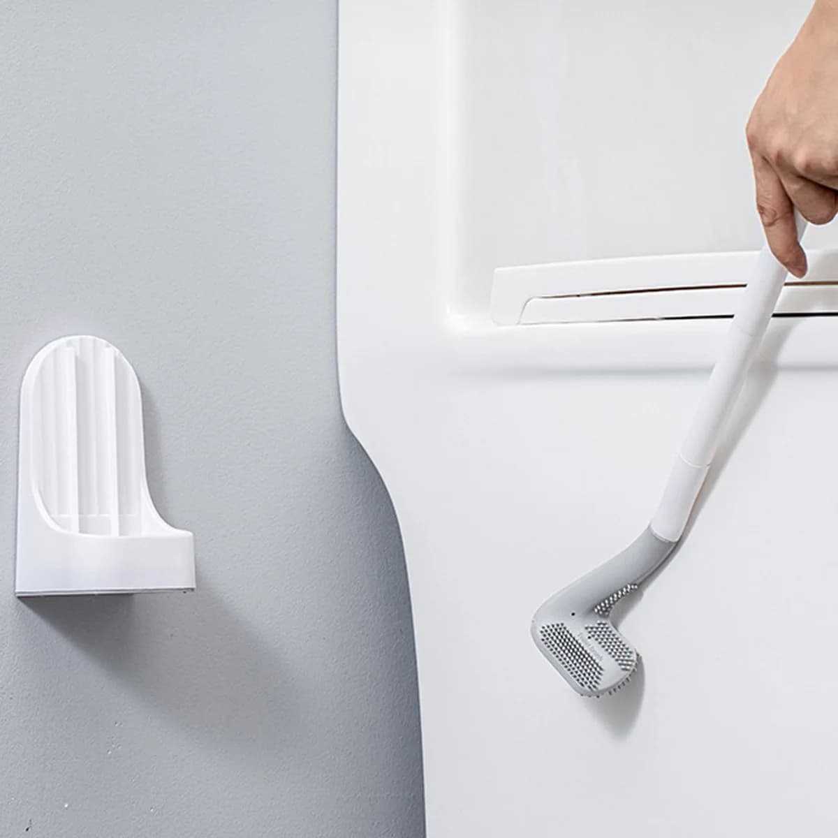 Wall-Mounted Toilet Brush with Quick-Drain Base