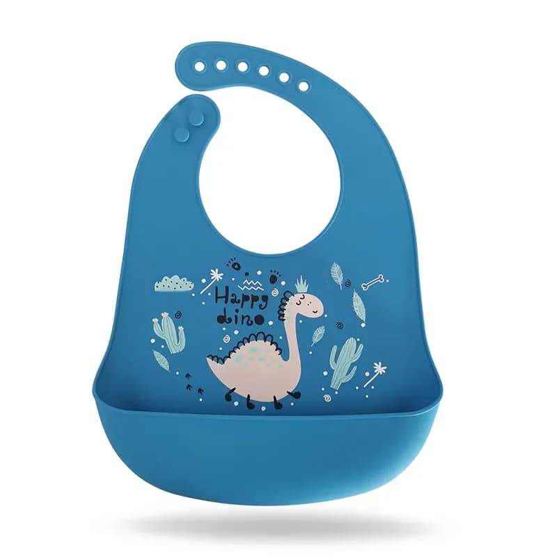 Silicone Waterproof Baby Bib Dinosaur Print