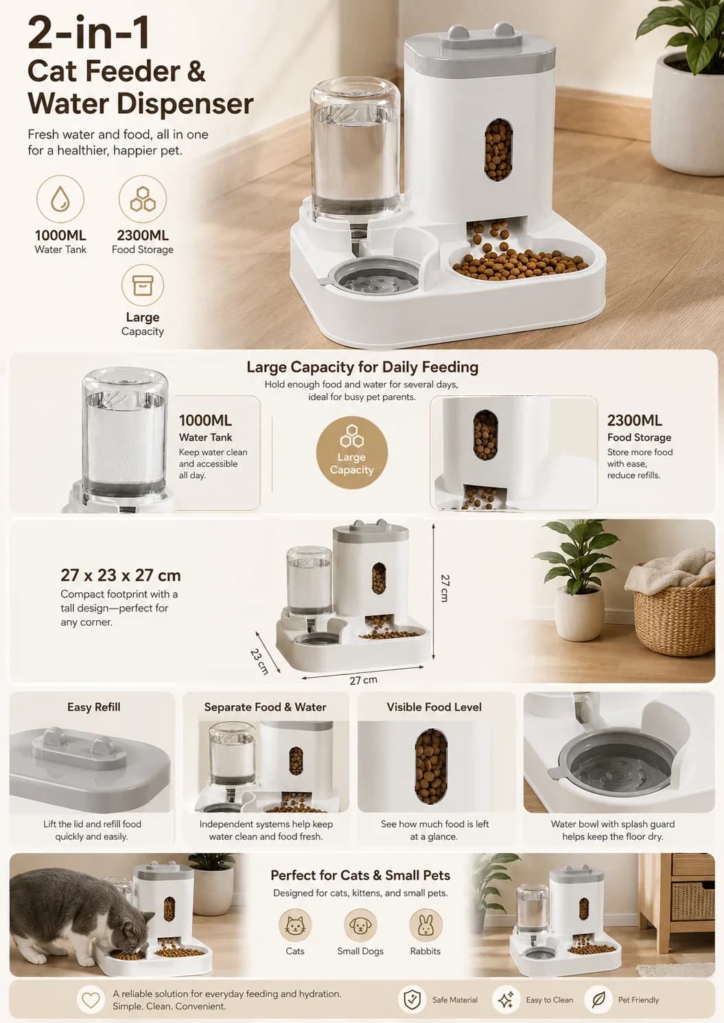 Auto Gravity Pet Food and Water Feeder