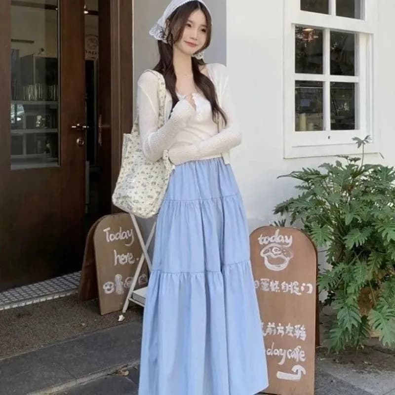 Women's Tiered Maxi Skirt Elastic Waist