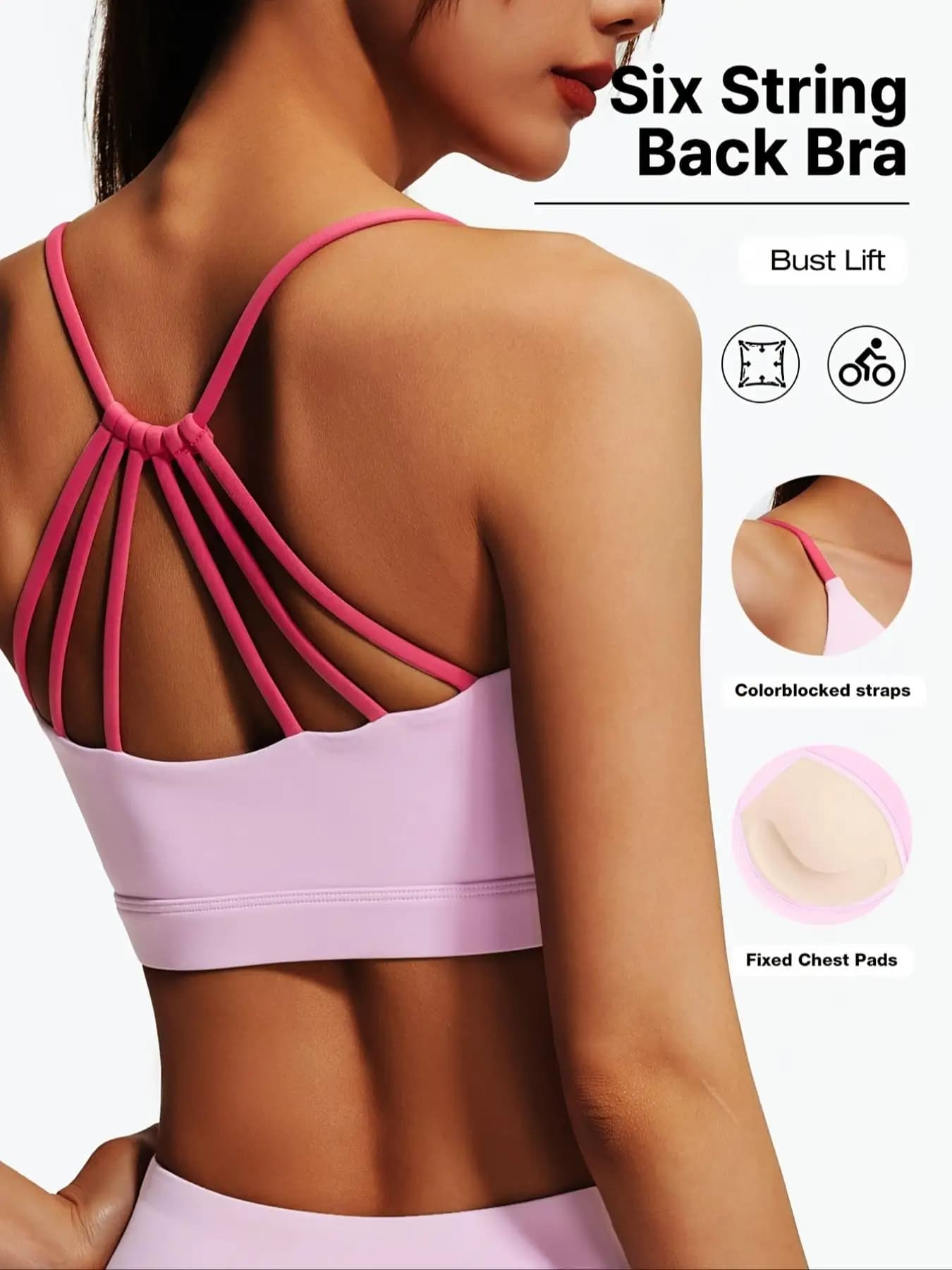 Women's Backless Sports Bra with Fixed Padding