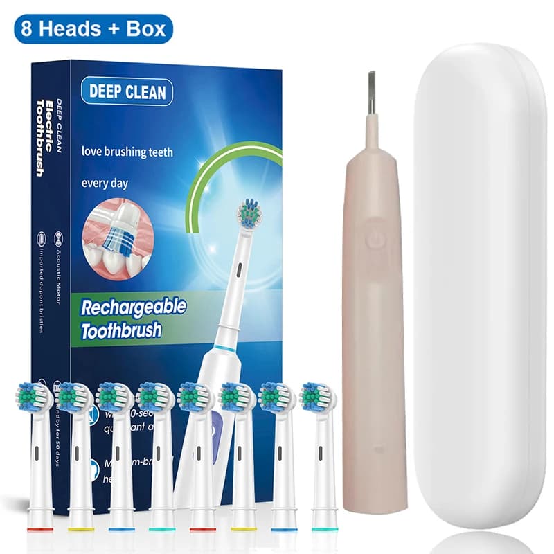 Electric Rotary Toothbrush With Eight Brush Heads
