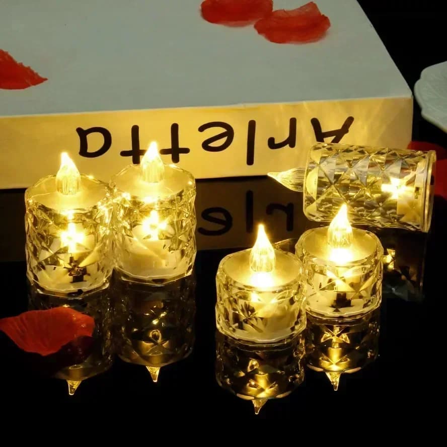 LED Crystal Candle Light 24/12PCS Flameless LED Light Candle Electronic Night Lamp Dating Party Holiday Home Wedding Decoration