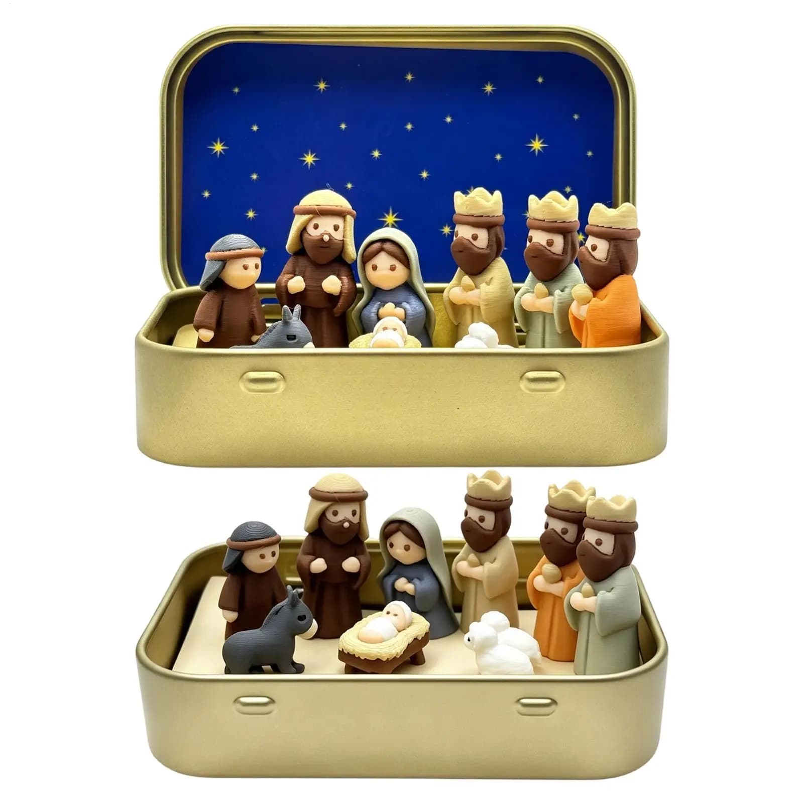 Mini Nativity Scene in Tin Box