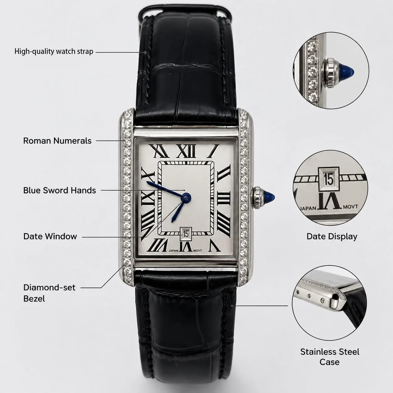 Women's Diamond Watch with Japanese Movement