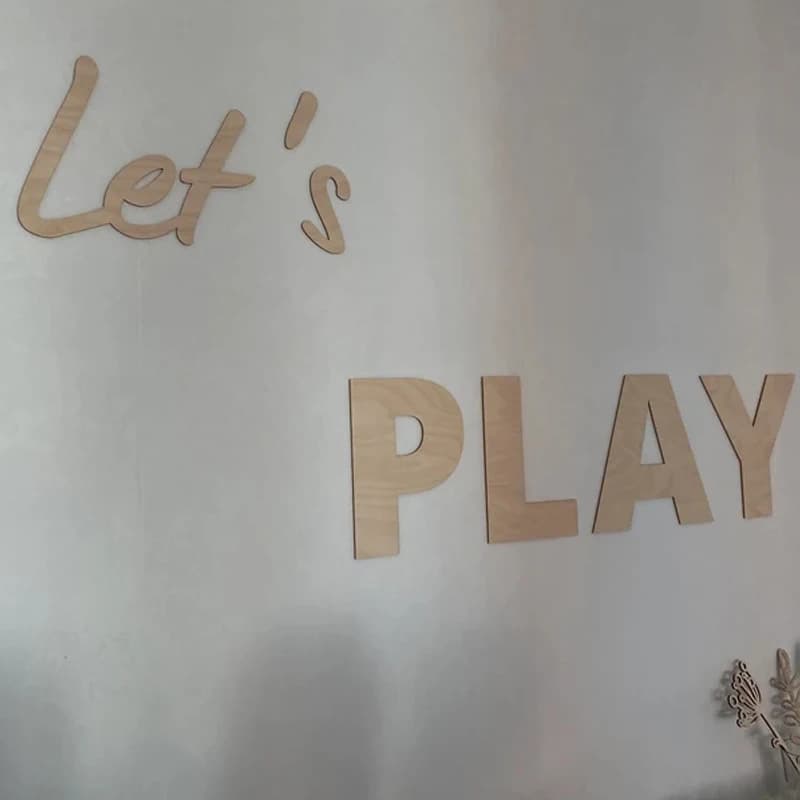 Custom Kids Room Wall Cutout LET'S PLAY Playroom Wall Decor, Wooden Play Sign, Let's Play Sign