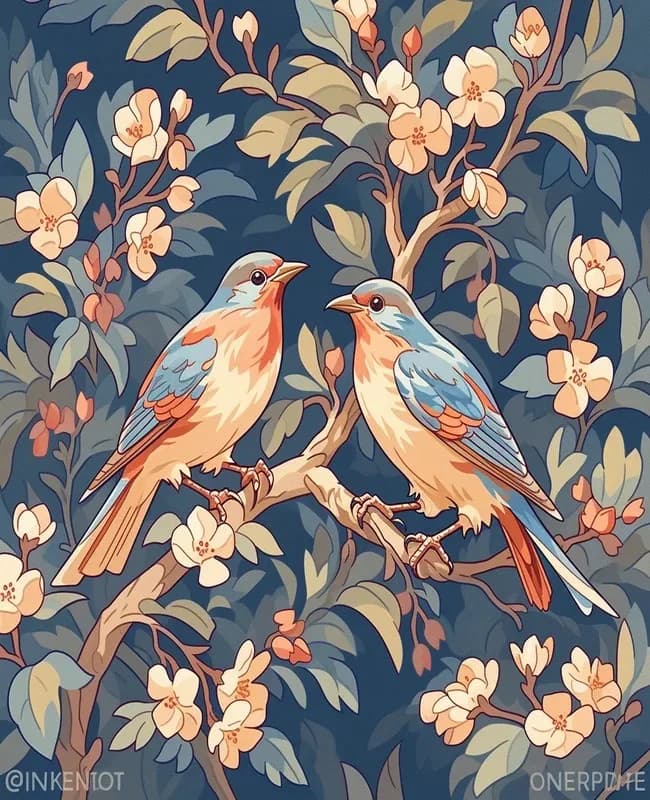Paint By Numbers Bird Illustration Art Kit