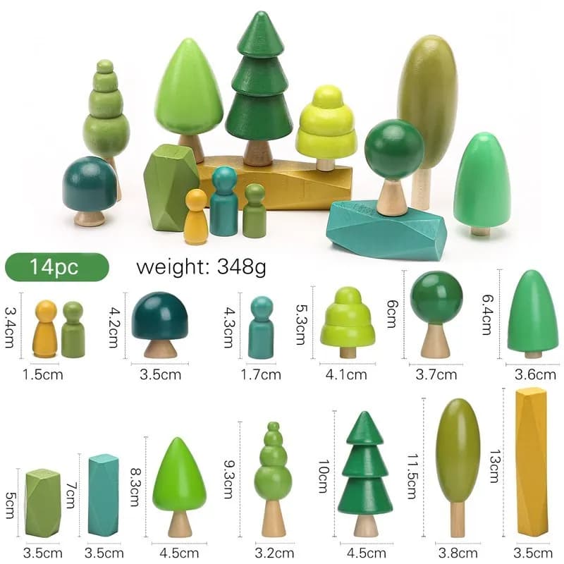 Wooden Building Block Forest Toy Set