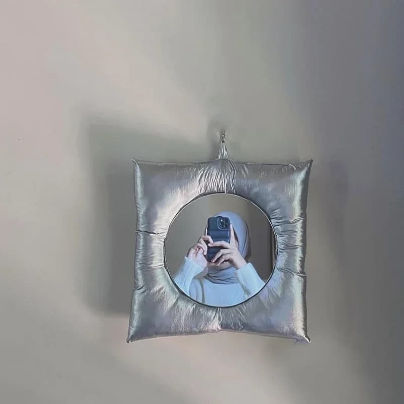 Square Silver Pillow Wall Mirror