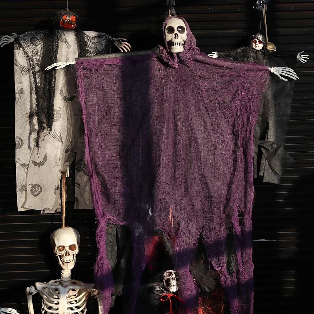 Halloween Tattered Gauze Skeleton Ghost Decoration