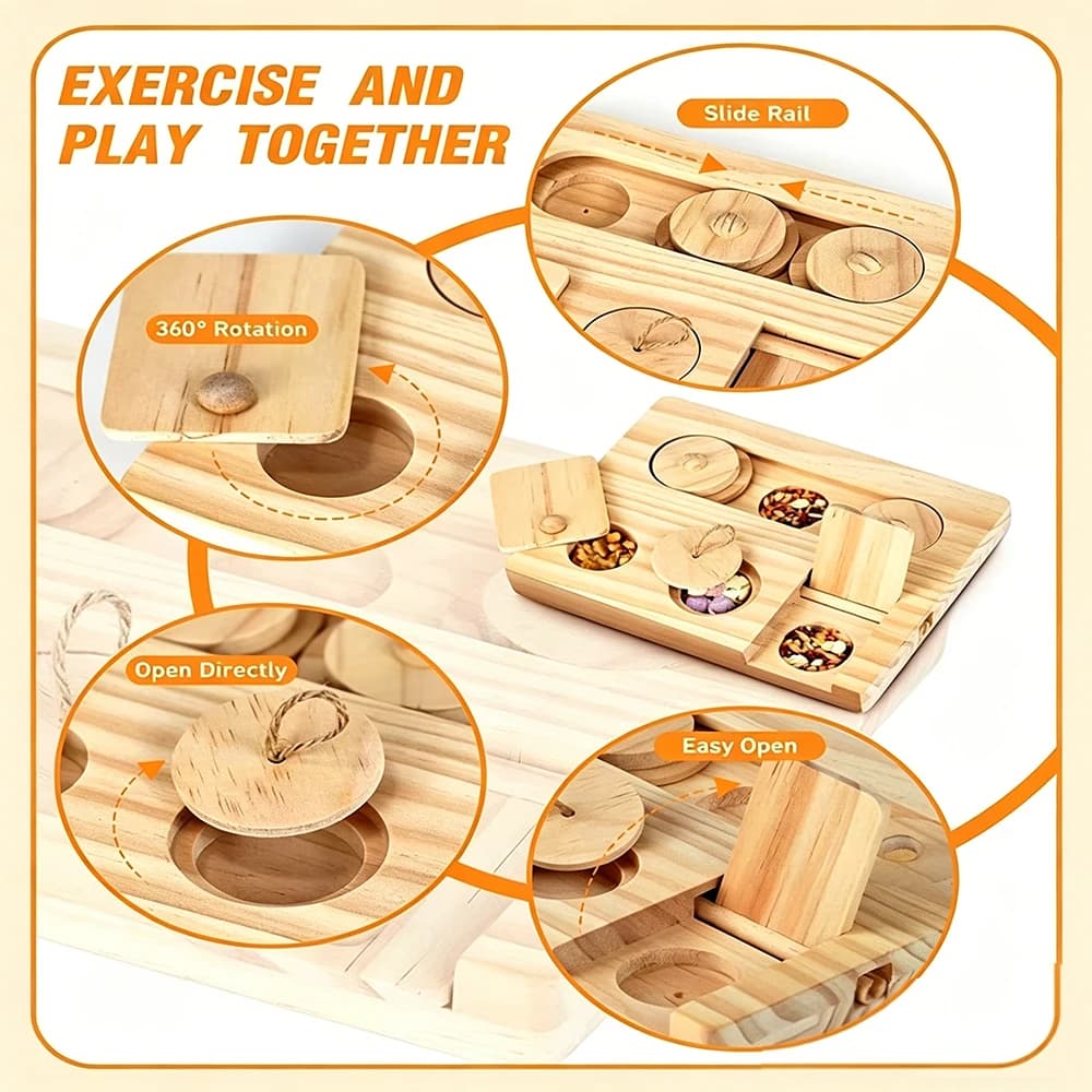 6-in-1 Wooden Foraging Toy for Small Pets