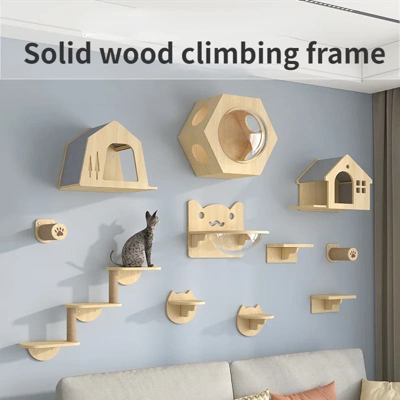 Wooden Wall Climbing Set for Cats