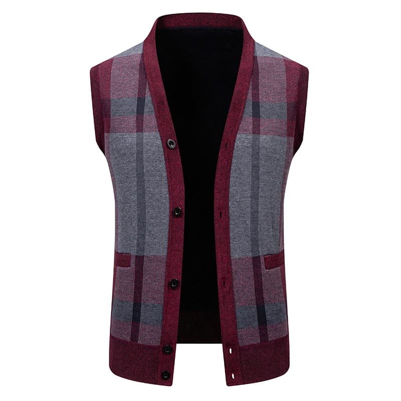 Mens Fleece Knit Button Front Vest
