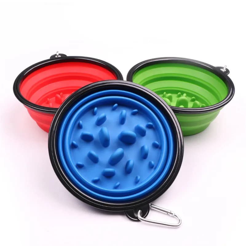 Collapsible Slow Feed Pet Bowl with Buckle