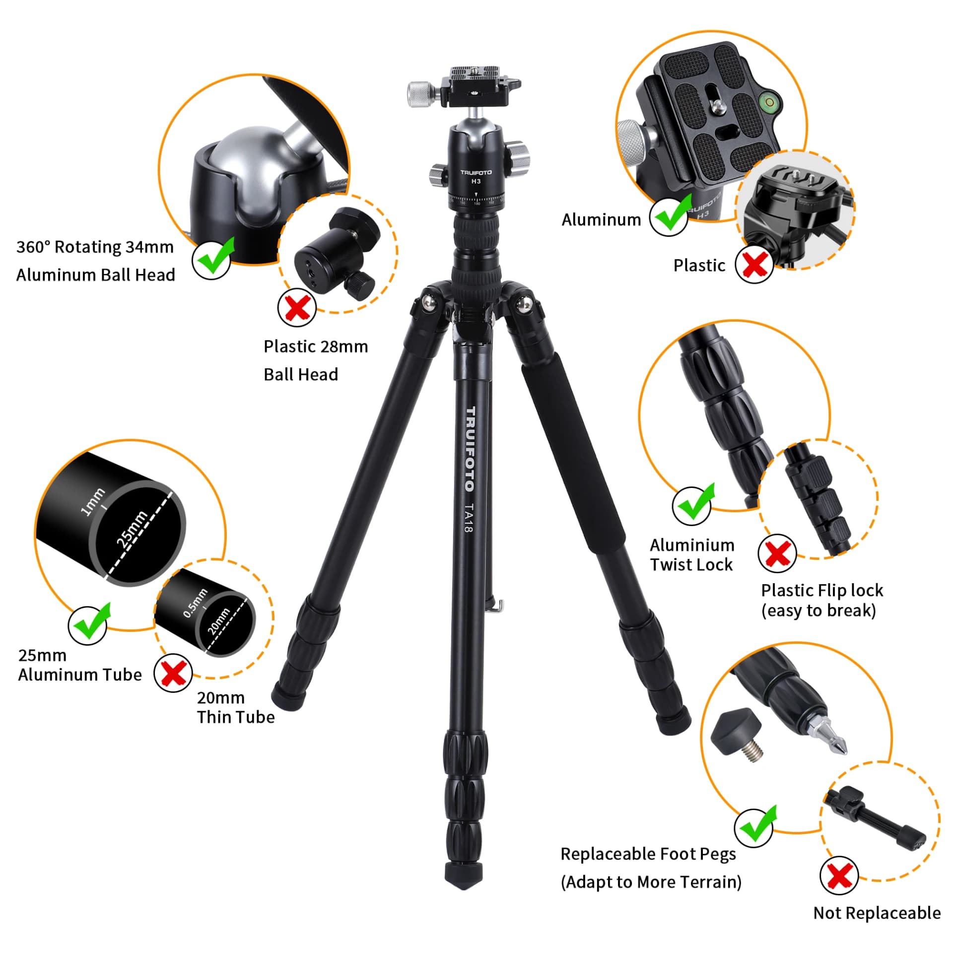 Travel Tripod for Camera DSLR Aluminum
