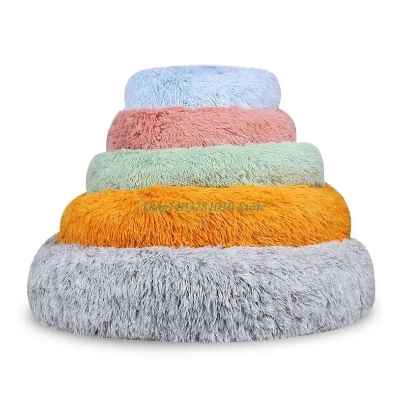 Round Plush Pet Bed for Small Dogs and Cats