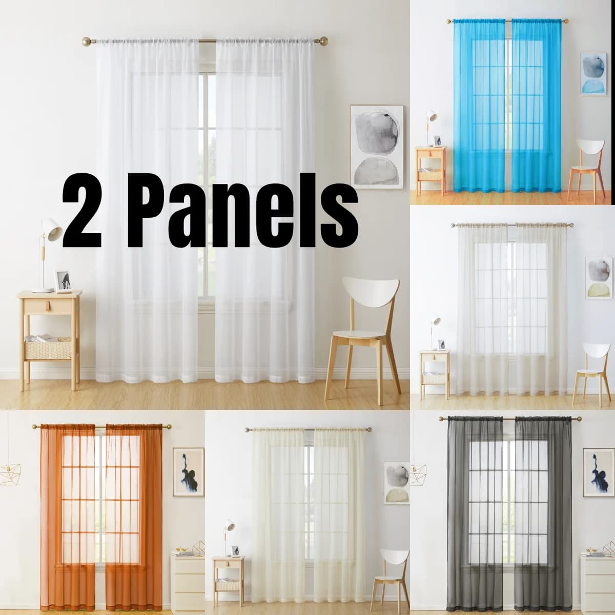 Sheer White Curtain Panels with Rod Pocket