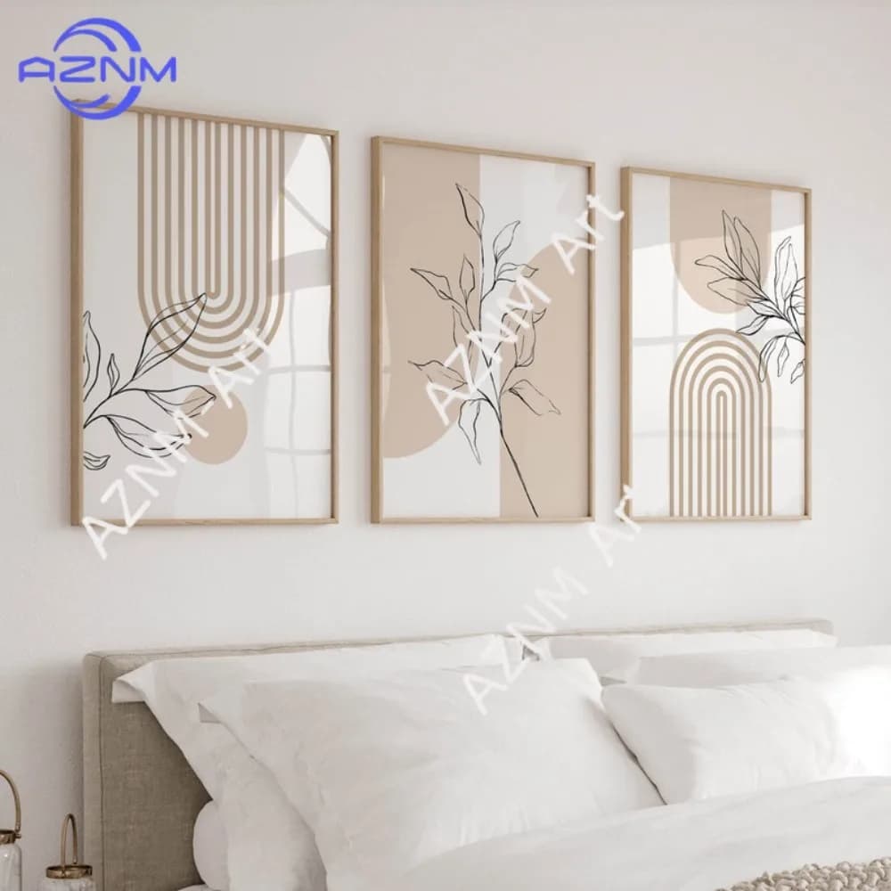 Neutral Beige Plant Wall Prints