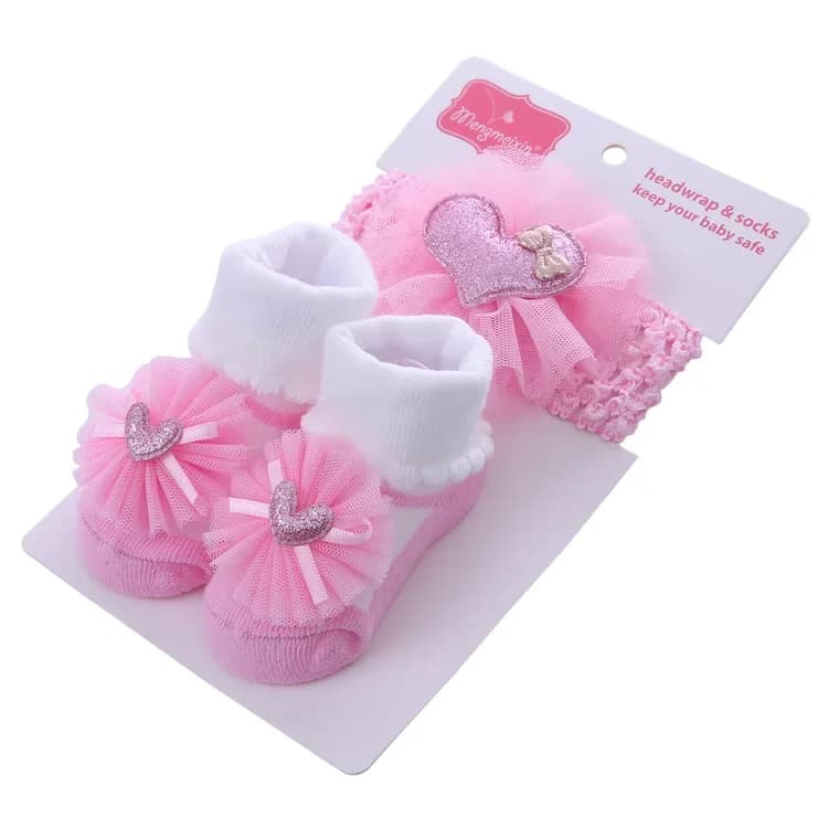 Baby Girl Socks and Bow Headband Set