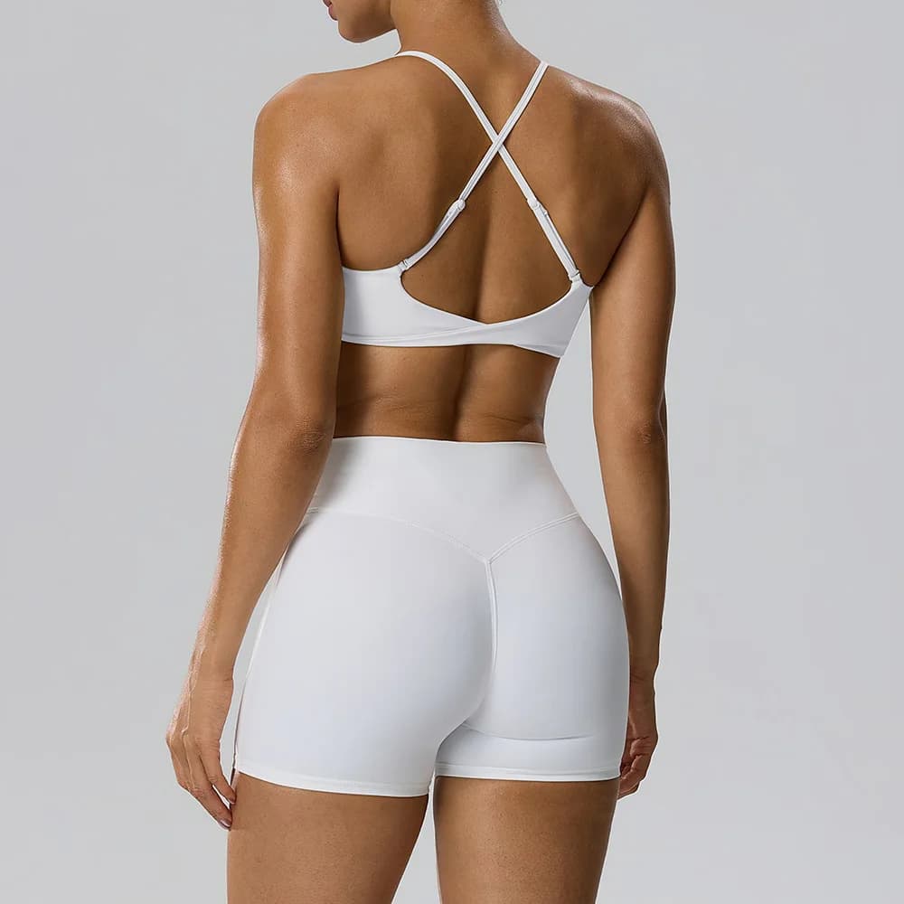 Fitness Bra with Chest Cushion, Underwear+Sports Shorts, Peach Hip yoga Three Part Pants, Sports yoga Set Fitness Training