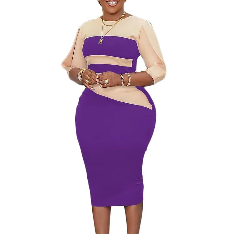 Women's Professional Sheath Dress with Patchwork