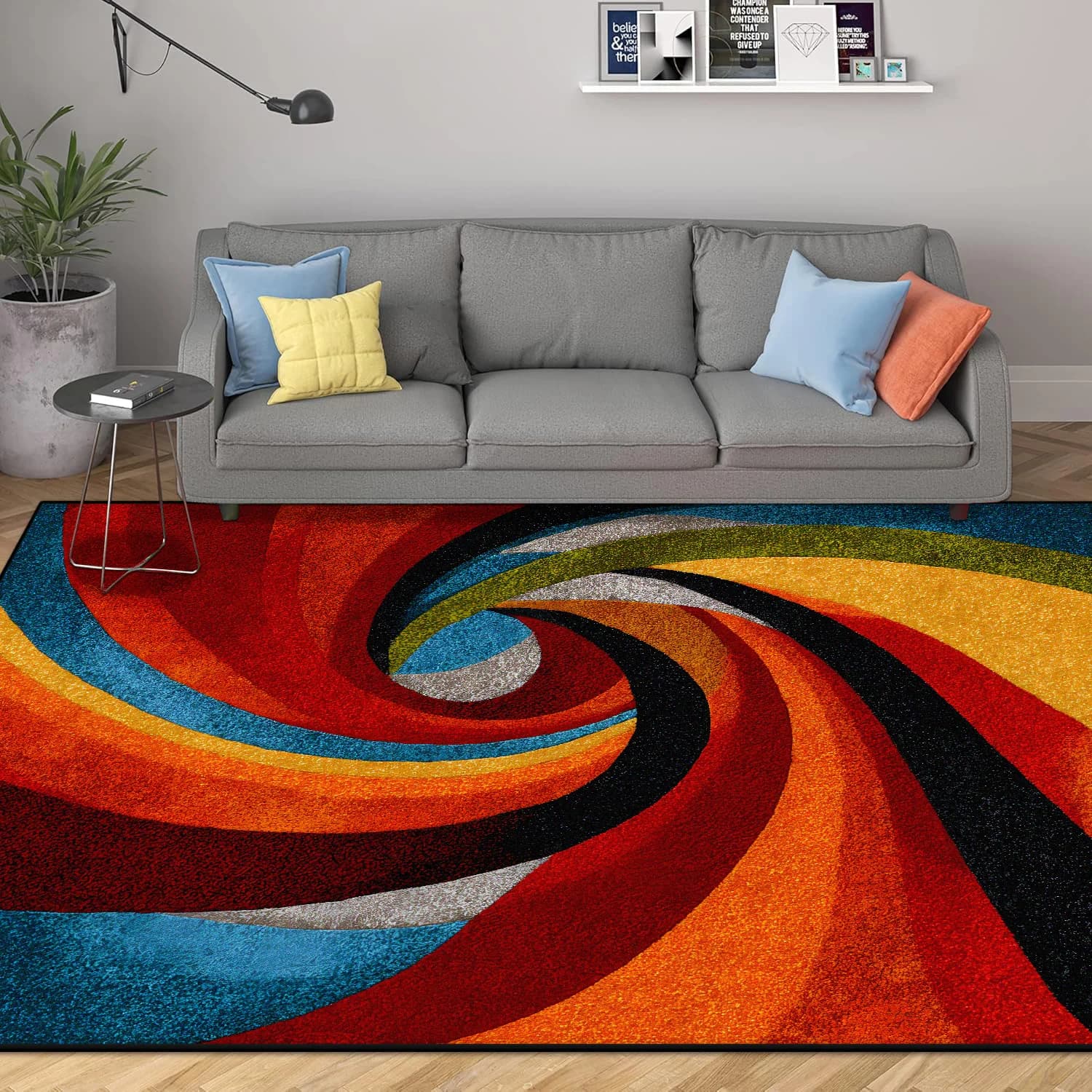 Modern Geometric Area Rug with Non-Slip Base