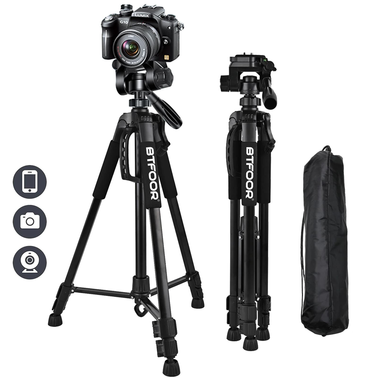 Aluminum Phone Camera Tripod Stand 55 Inch