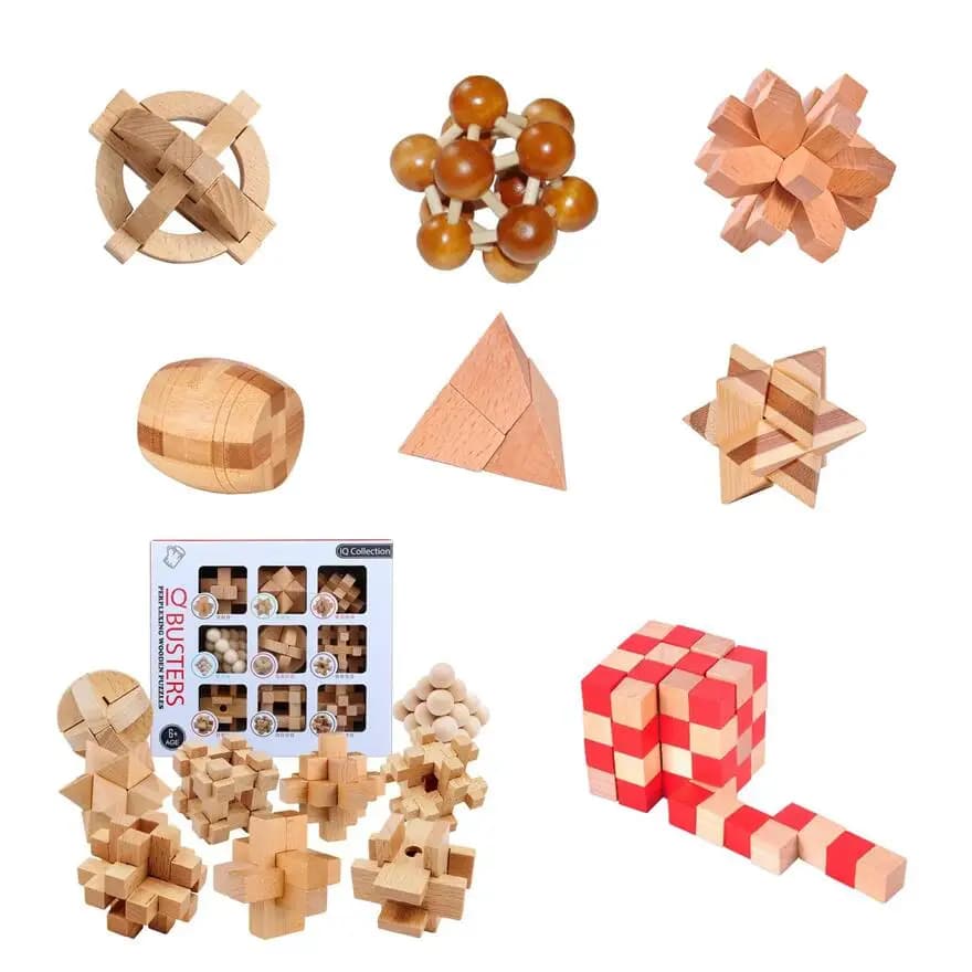 Wooden Brain Teaser Puzzle Set